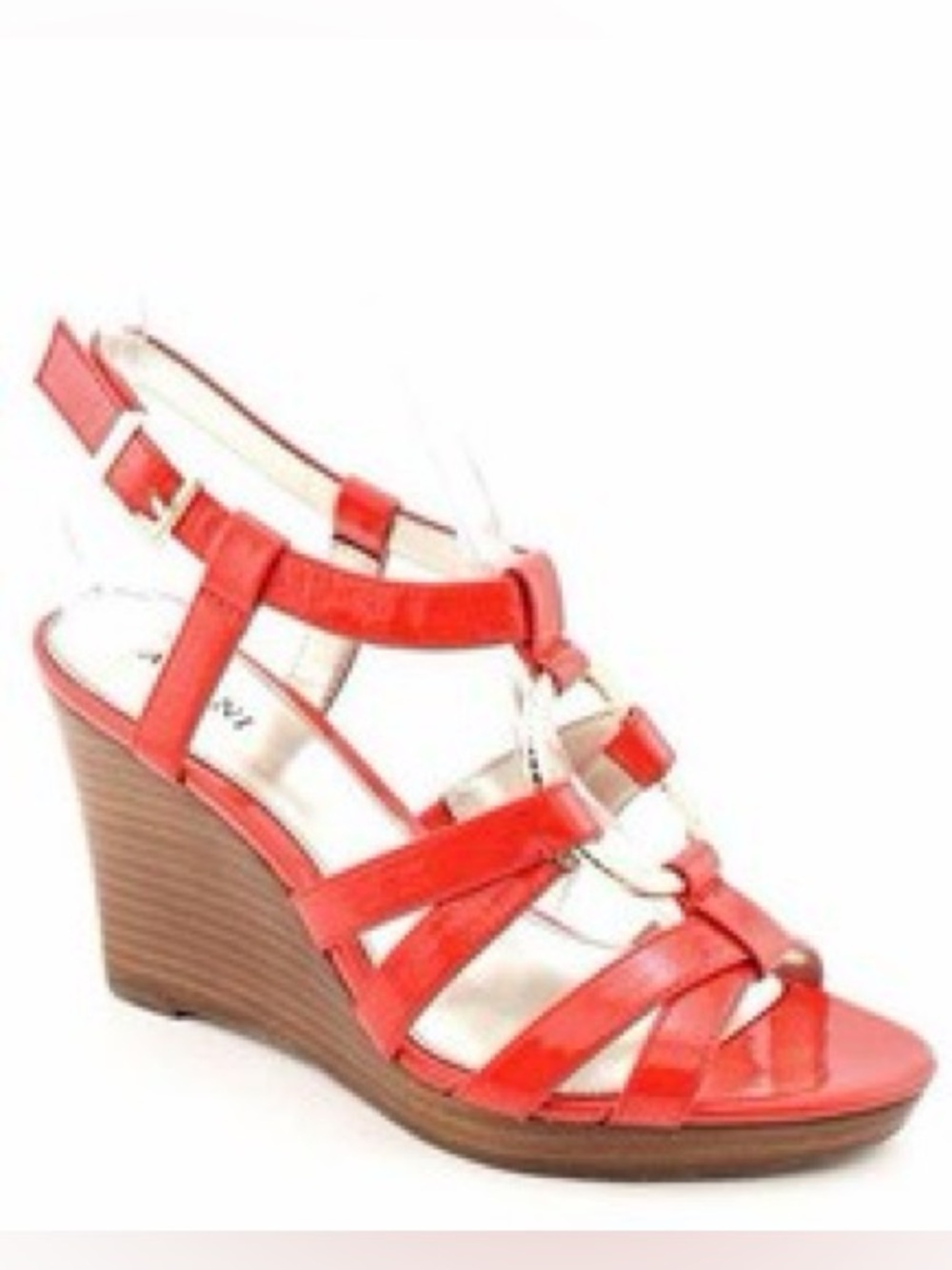 Alfani Selma Glossy Red Strappy Wedge Sandals (9.5)
